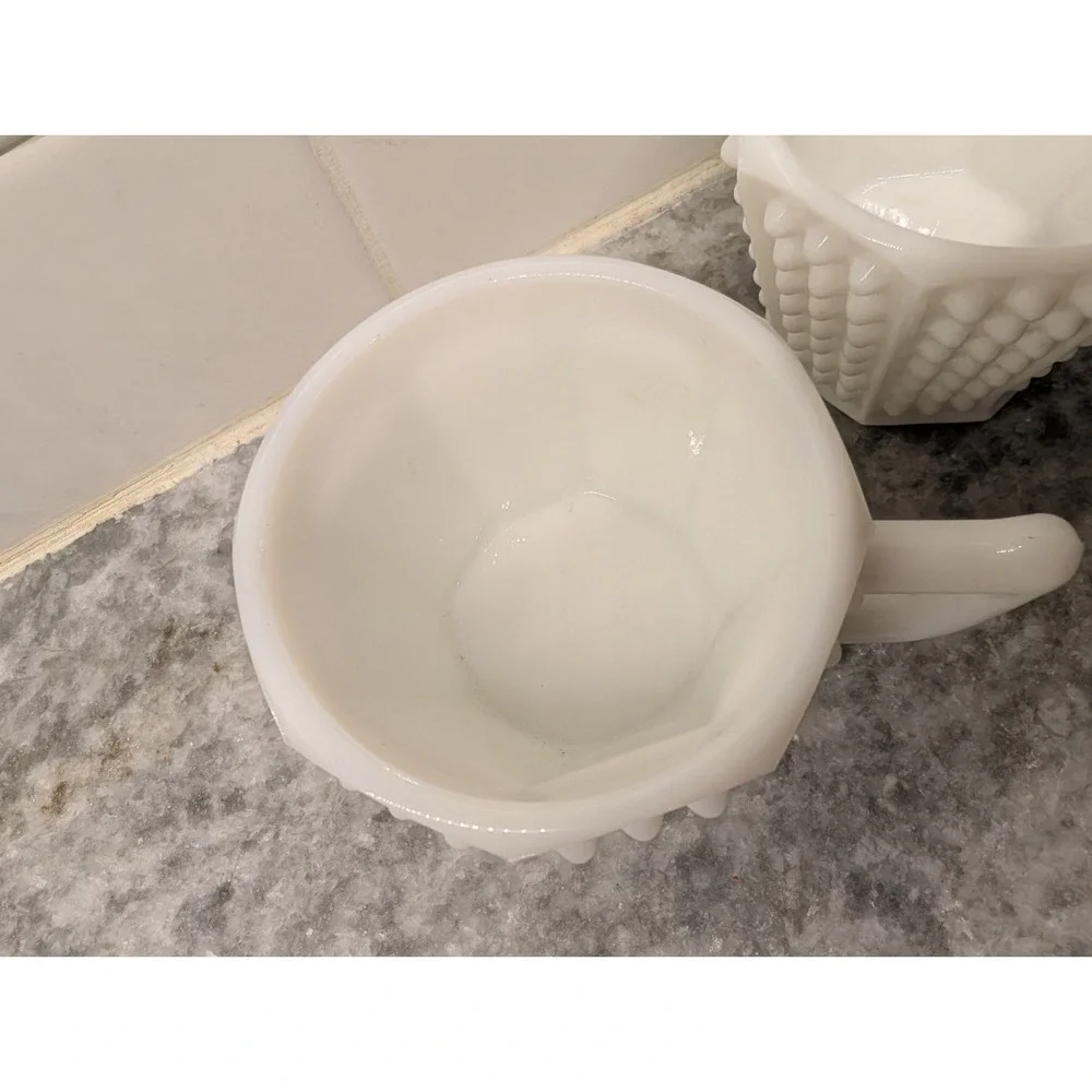 Vintage Hobnail small‎ white milk glass Cups, Set Of 2